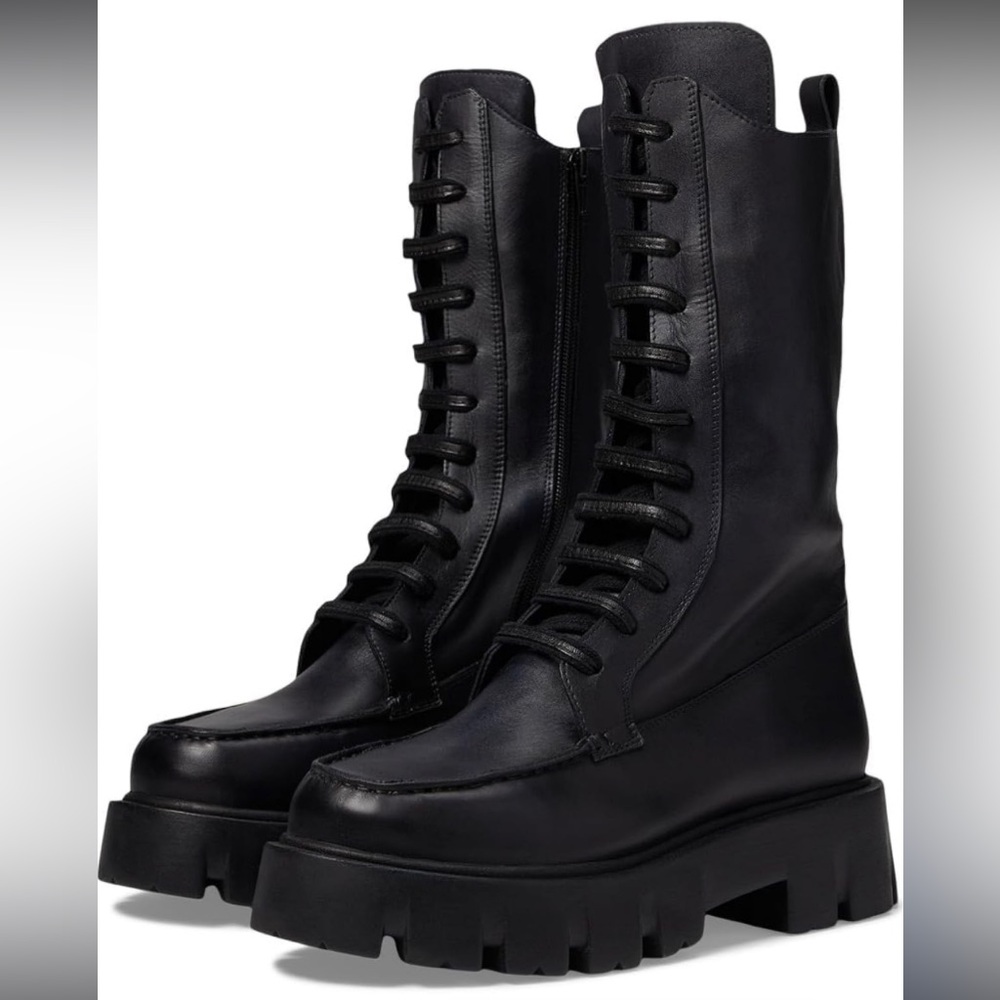 Free People Black Chunky Lace-Up Boots